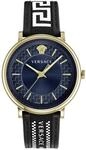 Versace V-Circle Gent Uhr f&uuml;r Herren in der Farbe Schwarz mit Armband aus...