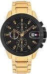 Tommy Hilfiger Uhr Mit Zwei Zeitzonenf&uuml;r Herren mit Goldfarben Edelstahlarmband -
