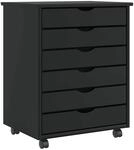 vidaXL Rollschrank mit Schubladen Moss Schwarz Massivholz Kiefer, Kommode,