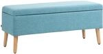 HOMCOM Sitzbank mit Stauraum Polsterbank Holzbeine, 110x39x45cm Blau