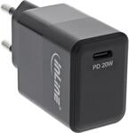 InLine&reg; USB PD Netzteil Ladeger&auml;t Single USB Typ-C, Power Delivery, 20W, schwarz