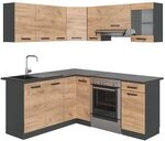 Vicco Eckk&uuml;che Rick, Goldkraft Eiche/Anthrazit, 190 x 46 cm, AP Anthrazit, mit