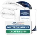 DormiGood Premium Daunen Winterbettdecke 135x200 Set mit Kissen 80x80 - Made in