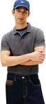 Tommy Jeans Herren Poloshirt Kurzarm Slim Placket Slim Fit, Grau (Washed Black), XS
