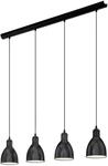 EGLO Pendellampe Priddy, 4 flammige Vintage Pendelleuchte im Industrial Design, Retro
