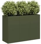 vidaXL Pflanzk&uuml;bel Olivgr&uuml;n 120x40x80 cm Kaltgewalzter Stahl, Pflanzschale,