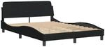 vidaXL Bettgestell Dover Schwarz 135x190 cm Stoff
