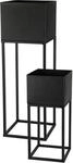 Spetebo Metall Blumentopf St&auml;nder 2er Set schwarz f&uuml;r Au&szlig;en - 58 / 37 cm -...