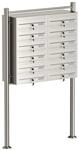 Wiltec 12er Briefkastenanlage Edelstahl 945 x 270 x 1500 mm, Standbriefkasten mit 2x6