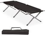 CampFeuer Feldbett | Schwarz | Belastbar bis 200kg | 210 x 82,5 x 45 cm 