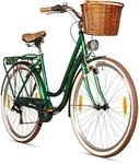 Bergsteiger Marseille 28 Zoll Damenfahrrad, ab 150 cm, Korb aus Rattan,