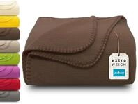 ZOLLNER Kuscheldecke in braun- weiche Couchdecke in 130x170 cm - mit Kettelrand...