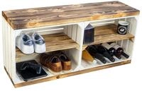 Kistenkolli Altes Land Schuhregal mit Sitzbank aus Obstkisten und massiven