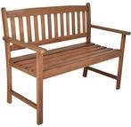 DELUKE Gartenbank METZ 2-Sitzer - 110cm Breit, Eukalyptus, Natur | Terrassenbank