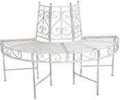 DELUKE Baumbank Frida - Stahl Antik-wei&szlig; 80x63x122cm | Gartenbank...