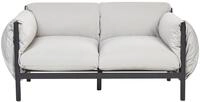 Beliani Gartensofa 2-Sitzer mit niedriger Lehne Aluminium schwarz Polster grau