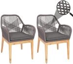 Mendler 2er-Set Gartenstuhl HWC-H56b, Sessel Outdoor, wetterfest Seilgeflecht...