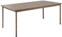 Beliani Gartentisch Aluminium witterungsbest&auml;ndig dunkler Holzfarbton 6-Sitzer