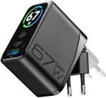 Cellularline PowerView IQ Ladegerat 67W mit TFT Display fur schnelles Laden und