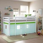 Homestyle4u Hochbett 90x200 gr&uuml;n Vorhang Bettzelt Kinderbett mit...