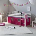 Homestyle4u Kinderhochbett mit Leiter Wei&szlig; 90x200 cm Holz Kiefer Kinderbett...