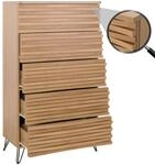 Mendler Kommode HWC-M49, Highboard Schrank, 3D-Design 5 Schubladen MDF Metall