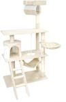 Wiltec Kratzbaum in Beige/Wei&szlig; 141 cm hoch, Katzenbaum mit Sisal,...