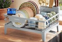 SONGMICS Abtropfgestell Geschirr, Geschirr-Abtropfst&auml;nder, 360&deg; drehbarer und