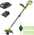 Greenworks 24V Rasentrimmer Mit Akku, 30cm Schnittbreite, 90&deg; Dreh, inkl. Fadenspule