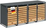 STEELS&Oslash;N Kestra M&uuml;lltonnenbox 4er bis 120L, Anthrazit, Holzoptik, Stahl 