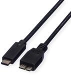 ROLINE USB 3.2 Gen 1 Kabel, C-Micro B, ST/ST, schwarz, 0,5 m