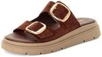 Tamaris Damen Pantolette mit Keilabsatz Leder, braun, 37 EU