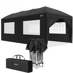 Zelsius Faltbarer Pavillon 3x6 m mit Seitenw&auml;nden | Schwarz | Pop-Up...