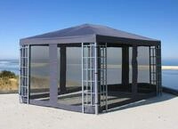 QUICK STAR Rank Pavillon Set 3x4m Metall Garten Partyzelt Anthrazit mit 4