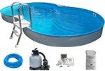 Stahlwandpool Set achtform Cannes 625x360x150cm, Stahl 0,8mm wei&szlig;, Folie 0,6mm...