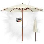 DELUKE&reg; Sonnenschirm aus Holz ANNA Sandwei&szlig; | HxB 258x300cm | Sonnenschirm...