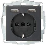 Kopp Athenis Unterputz Schutzkontakt-Steckdose mit 2 USB-Ladebuchsen, anthrazit,
