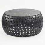 Wohnling Design Couchtisch rund 65 cm aus Aluminium und schwarzer Marmor...