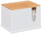 Relaxdays Wattest&auml;bchen Aufbewahrung, Acryl, Bambus, Kosmetik Box mit Deckel,