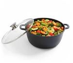Relaxdays Schmortopf, mit Glasdeckel, antihaft, Kochtopf f&uuml;r Induktion, verschiedene