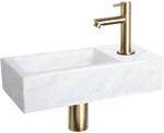 Differnz Helios Waschbecken - Waschtisch Wei&szlig;er Marmor - Gerader Wasserhahn Matt