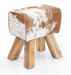 FineBuy Design Ziegenfell Turnbock Sitzhocker 40 x 30 x 47 cm, Turnhocker Hocker