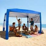 VEVOR Strand-Cabana, 2,4 x 2,4 m Strandzelt mit Seitenwand, UPF 50+ Sonnenschutz,