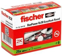 fischer 564170 Round, Set aus 25 Rundhaken-Schrauben und DuoPower,