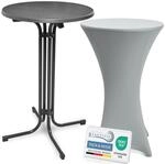 Beautissu Stehtisch mit Hussen &ndash; Klappbarer Stehtisch 70 cm Grau inkl....