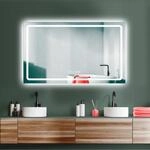 HOKO&reg; gro&szlig;er LED Badspiegel 100x60 cm. Mit ANTIBESCHLAG und Uhr. XL Spiegel +...