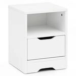 FineBuy Nachtkonsole Wei&szlig; 31x43x31 cm 1 Schublade und Ablagefach, Nachtkommode...
