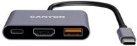 Canyon USB-C Hub, 3-in-1 Adapter mit HDMI, USB-A und 100W Power Delivery