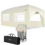 Zelsius Faltbarer Pavillon 3x6 m mit Seitenw&auml;nden | Beige | Pop-Up Faltpavillon