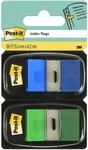 Post-it Index Haftstreifen, Standard, Blau und Gr&uuml;n, 25.4 mm x 43.2 mm, 50